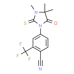 ChemSpider 2D Image | 2-(Trifluoromethyl)-4-(3,4,4-trimethyl-5-oxo-2-thioxo-1-imidazolidinyl)benzonitrile | C14H12F3N3OS