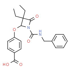ChemSpider 2D Image | 4-{[1-(Benzylcarbamoyl)-3,3-diethyl-4-oxo-2-azetidinyl]oxy}benzoic acid | C22H24N2O5