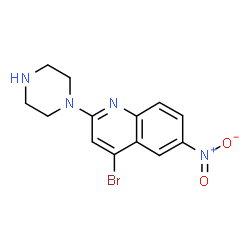 ChemSpider 2D Image | 4-Bromo-6-nitro-2-(1-piperazinyl)quinoline | C13H13BrN4O2