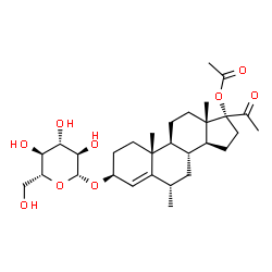 ChemSpider 2D Image | 17alpha-Acetoxy-3beta-((beta-D-glucopyranosyl)oxy)-6alpha-methylpregn-4-en-20-one | C30H46O9