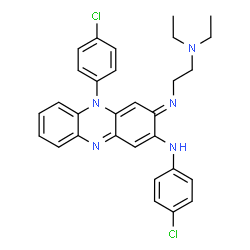 ChemSpider 2D Image | (3E)-N,5-Bis(4-chlorophenyl)-3-{[2-(diethylamino)ethyl]imino}-3,5-dihydro-2-phenazinamine | C30H29Cl2N5