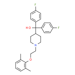 ChemSpider 2D Image | {1-[2-(2,6-Dimethylphenoxy)ethyl]-4-piperidinyl}[bis(4-fluorophenyl)]methanol | C28H31F2NO2