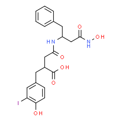 ChemSpider 2D Image | 4-{[4-(Hydroxyamino)-4-oxo-1-phenyl-2-butanyl]amino}-2-(4-hydroxy-3-iodobenzyl)-4-oxobutanoic acid | C21H23IN2O6