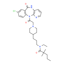 ChemSpider 2D Image | N-(3-{1-[2-(8-Chloro-6-oxo-5,6-dihydro-11H-pyrido[2,3-b][1,4]benzodiazepin-11-yl)-2-oxoethyl]-4-piperidinyl}propyl)-N-ethyl-2,2-dimethylpentanamide | C31H42ClN5O3