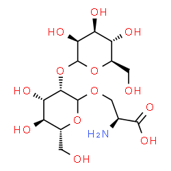 ChemSpider 2D Image | (2S)-2-Amino-3-{[(3S,4S,5S,6R)-4,5-dihydroxy-6-(hydroxymethyl)-3-{[(3S,4S,5S,6R)-3,4,5-trihydroxy-6-(hydroxymethyl)tetrahydro-2H-pyran-2-yl]oxy}tetrahydro-2H-pyran-2-yl]oxy}propanoic acid (non-preferr
ed name) | C15H27NO13