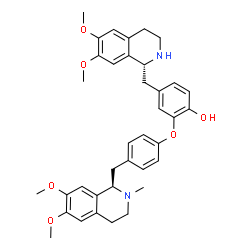 ChemSpider 2D Image | 2-(4-{[(1R)-6,7-Dimethoxy-2-methyl-1,2,3,4-tetrahydro-1-isoquinolinyl]methyl}phenoxy)-4-{[(1R)-6,7-dimethoxy-1,2,3,4-tetrahydro-1-isoquinolinyl]methyl}phenol | C37H42N2O6