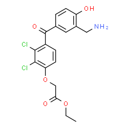 ChemSpider 2D Image | Ethyl {4-[3-(aminomethyl)-4-hydroxybenzoyl]-2,3-dichlorophenoxy}acetate | C18H17Cl2NO5