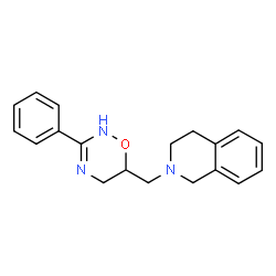 ChemSpider 2D Image | 2-[(3-Phenyl-5,6-dihydro-2H-1,2,4-oxadiazin-6-yl)methyl]-1,2,3,4-tetrahydroisoquinoline | C19H21N3O