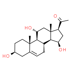 ChemSpider 2D Image | 3beta,11alpha,15beta-Trihydroxy-5-pregnen-20-one | C21H32O4