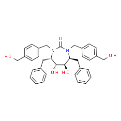 ChemSpider 2D Image | (4S,5R,6R,7S)-4,7-Dibenzyl-5,6-dihydroxy-1,3-bis[4-(hydroxymethyl)benzyl]-1,3-diazepan-2-one | C35H38N2O5