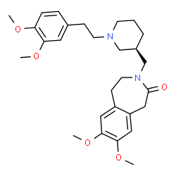 ChemSpider 2D Image | 3-({(3R)-1-[2-(3,4-Dimethoxyphenyl)ethyl]-3-piperidinyl}methyl)-7,8-dimethoxy-1,3,4,5-tetrahydro-2H-3-benzazepin-2-one | C28H38N2O5