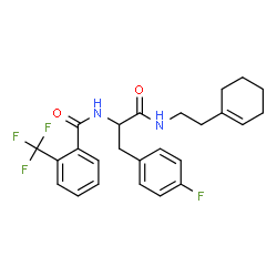 ChemSpider 2D Image | N-[2-(1-Cyclohexen-1-yl)ethyl]-4-fluoro-Nalpha-[2-(trifluoromethyl)benzoyl]phenylalaninamide | C25H26F4N2O2