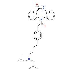 ChemSpider 2D Image | 5-({4-[4-(Diisobutylamino)butyl]phenyl}acetyl)-5,10-dihydro-11H-dibenzo[b,e][1,4]diazepin-11-one | C33H41N3O2