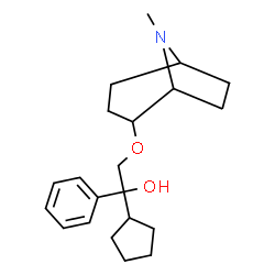 ChemSpider 2D Image | 1-Cyclopentyl-2-[(8-methyl-8-azabicyclo[3.2.1]oct-2-yl)oxy]-1-phenylethanol | C21H31NO2