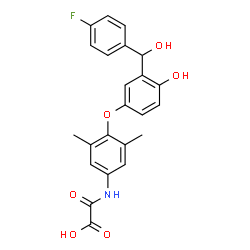 ChemSpider 2D Image | [(4-{3-[(4-Fluorophenyl)(hydroxy)methyl]-4-hydroxyphenoxy}-3,5-dimethylphenyl)amino](oxo)acetic acid | C23H20FNO6