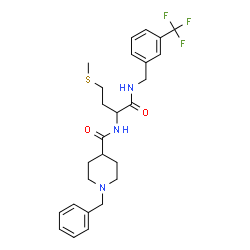 ChemSpider 2D Image | 1-Benzyl-N-[4-(methylsulfanyl)-1-oxo-1-{[3-(trifluoromethyl)benzyl]amino}-2-butanyl]-4-piperidinecarboxamide | C26H32F3N3O2S