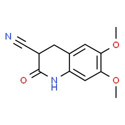 ChemSpider 2D Image | 6,7-Dimethoxy-2-oxo-1,2,3,4-tetrahydro-3-quinolinecarbonitrile | C12H12N2O3