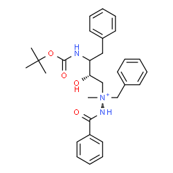 ChemSpider 2D Image | (1S)-2-Benzoyl-1-benzyl-1-[(2S)-2-hydroxy-3-({[(2-methyl-2-propanyl)oxy]carbonyl}amino)-4-phenylbutyl]-1-methylhydrazinium | C30H38N3O4