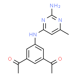 ChemSpider 2D Image | 1,1'-{5-[(2-Amino-6-methyl-4-pyrimidinyl)amino]-1,3-phenylene}diethanone | C15H16N4O2