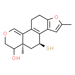 ChemSpider 2D Image | (4S,5aR)-2,5a-Dimethyl-4-sulfanyl-5,5a,6,7,10,11-hexahydro-4H-[1]benzofuro[4,5-h]isochromen-6-ol | C17H20O3S