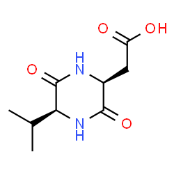 ChemSpider 2D Image | [(2S,5S)-5-Isopropyl-3,6-dioxo-2-piperazinyl]acetic acid | C9H14N2O4