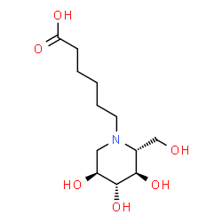 ChemSpider 2D Image | N-5-Carboxypentyl-1-deoxynojirimycin | C12H23NO6
