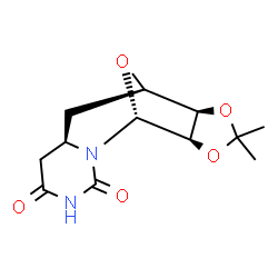 ChemSpider 2D Image | (1R,7R,9R,10R,14R)-12,12-Dimethyl-11,13,15-trioxa-2,4-diazatetracyclo[7.5.1.0~2,7~.0~10,14~]pentadecane-3,5-dione | C12H16N2O5