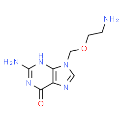 ChemSpider 2D Image | 2-Amino-9-[(2-aminoethoxy)methyl]-3,9-dihydro-6H-purin-6-one | C8H12N6O2