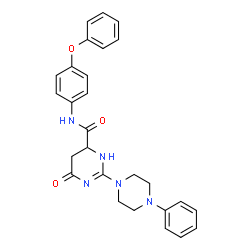 ChemSpider 2D Image | 6-Oxo-N-(4-phenoxyphenyl)-2-(4-phenyl-1-piperazinyl)-1,4,5,6-tetrahydro-4-pyrimidinecarboxamide | C27H27N5O3