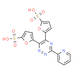 ChemSpider 2D Image | 5,5'-[3-(2-Pyridinyl)-1,2,4-triazine-5,6-diyl]di(2-furansulfonic acid) | C16H10N4O8S2