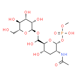 ChemSpider 2D Image | (2R,3R,5S,6S)-3-Acetamido-5-hydroxy-6-[(R)-hydroxy{[(2R,3S,4S,5S,6R)-3,4,5-trihydroxy-6-(hydroxymethyl)tetrahydro-2H-pyran-2-yl]oxy}methyl]tetrahydro-2H-pyran-2-yl methyl hydrogen phosphate (non-prefe
rred name) | C15H28NO14P