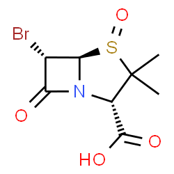ChemSpider 2D Image | (2S,5R,6S)-6-Bromo-3,3-dimethyl-7-oxo-4-thia-1-azabicyclo[3.2.0]heptane-2-carboxylic acid 4-oxide | C8H10BrNO4S