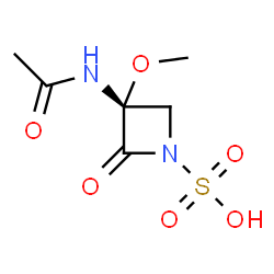 ChemSpider 2D Image | (3R)-3-Acetamido-3-methoxy-2-oxo-1-azetidinesulfonic acid | C6H10N2O6S
