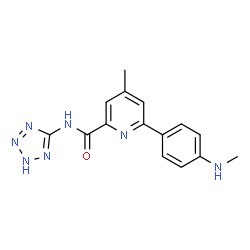 ChemSpider 2D Image | 4-Methyl-6-[4-(methylamino)phenyl]-N-(2H-tetrazol-5-yl)-2-pyridinecarboxamide | C15H15N7O