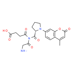 ChemSpider 2D Image | 4-{(Aminoacetyl)[1-(4-methyl-2-oxo-2H-chromen-7-yl)-L-prolyl]amino}-4-oxobutanoic acid | C21H23N3O7