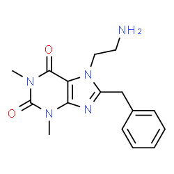 ChemSpider 2D Image | 7-(2-Aminoethyl)-8-benzyl-1,3-dimethyl-3,7-dihydro-1H-purine-2,6-dione | C16H19N5O2