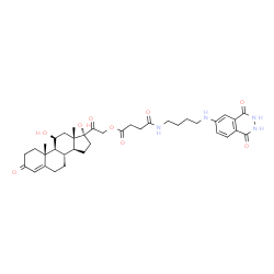 ChemSpider 2D Image | (11beta)-11,17-Dihydroxy-3,20-dioxopregn-4-en-21-yl 4-({4-[(1,4-dioxo-1,2,3,4-tetrahydro-6-phthalazinyl)amino]butyl}amino)-4-oxobutanoate | C37H48N4O9
