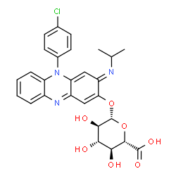 ChemSpider 2D Image | (3E)-5-(4-Chlorophenyl)-3-(isopropylimino)-3,5-dihydro-2-phenazinyl beta-D-glucopyranosiduronic acid | C27H26ClN3O7