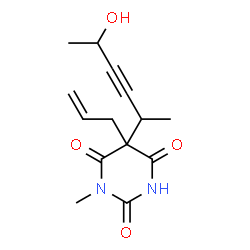ChemSpider 2D Image | 5-Allyl-5-(5-hydroxy-3-hexyn-2-yl)-1-methyl-2,4,6(1H,3H,5H)-pyrimidinetrione | C14H18N2O4