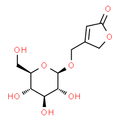 ChemSpider 2D Image | 2(5H)-Furanone, 4-((beta-D-glucopyranosyloxy)methyl)- | C11H16O8