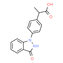 ChemSpider 2D Image | 2-[4-(3-Oxo-2,3-dihydro-1H-indazol-1-yl)phenyl]propanoic acid | C16H14N2O3