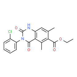 ChemSpider 2D Image | Ethyl 3-(2-chlorophenyl)-5,7-dimethyl-2,4-dioxo-1,2,3,4-tetrahydro-6-quinazolinecarboxylate | C19H17ClN2O4