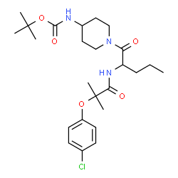 ChemSpider 2D Image | 2-Methyl-2-propanyl (1-{N-[2-(4-chlorophenoxy)-2-methylpropanoyl]norvalyl}-4-piperidinyl)carbamate | C25H38ClN3O5