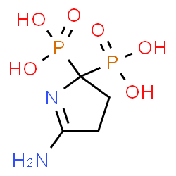 ChemSpider 2D Image | (5-Amino-3,4-dihydro-2H-pyrrole-2,2-diyl)bis(phosphonic acid) | C4H10N2O6P2