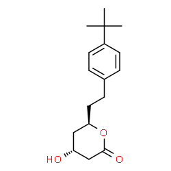 ChemSpider 2D Image | (4R,6R)-4-Hydroxy-6-{2-[4-(2-methyl-2-propanyl)phenyl]ethyl}tetrahydro-2H-pyran-2-one | C17H24O3