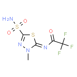 ChemSpider 2D Image | 2,2,2-Trifluoro-N-[(2Z)-3-methyl-5-sulfamoyl-1,3,4-thiadiazol-2(3H)-ylidene]acetamide | C5H5F3N4O3S2