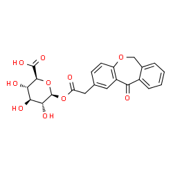 ChemSpider 2D Image | 1-O-[(11-Oxo-6,11-dihydrodibenzo[b,e]oxepin-2-yl)acetyl]-beta-D-glucopyranuronic acid | C22H20O10