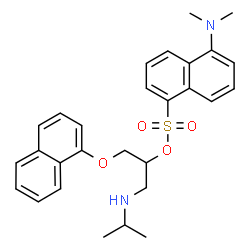 ChemSpider 2D Image | 1-(Isopropylamino)-3-(1-naphthyloxy)-2-propanyl 5-(dimethylamino)-1-naphthalenesulfonate | C28H32N2O4S