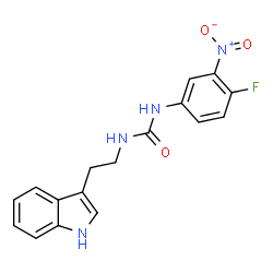 ChemSpider 2D Image | 1-(4-Fluoro-3-nitrophenyl)-3-[2-(1H-indol-3-yl)ethyl]urea | C17H15FN4O3