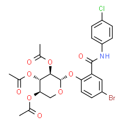 ChemSpider 2D Image | 5-Bromo-N-(4-chlorophenyl)-2-[(2,3,4-tri-O-acetyl-beta-D-xylopyranosyl)oxy]benzamide | C24H23BrClNO9